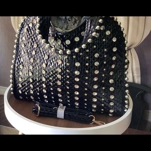 Black patent leather and gold and silver Bling bag💕